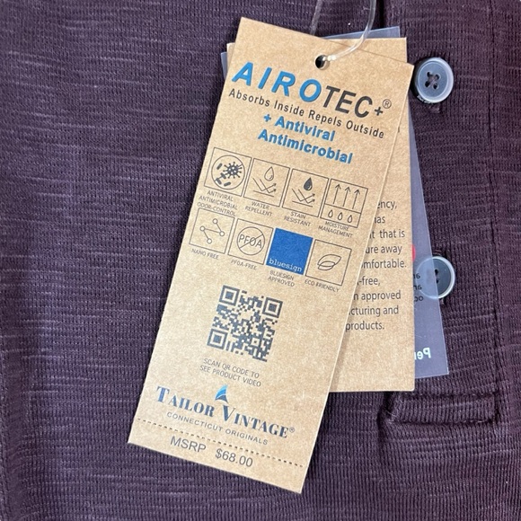 Tailor Vintage Men’s Small Long Sleeve Henley Shirt Burgundy/ Gray NWT - Picture 7 of 12